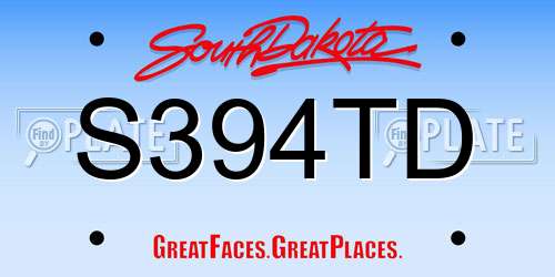 S394TD South Dakota License Plate