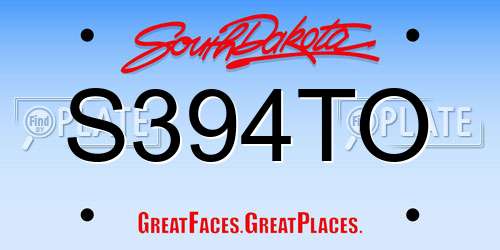 S394TO South Dakota License Plate