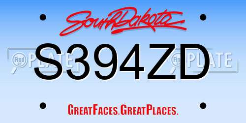 S394ZD South Dakota License Plate