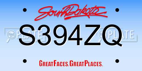 S394ZQ South Dakota License Plate