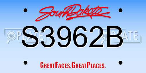 S3962B South Dakota License Plate