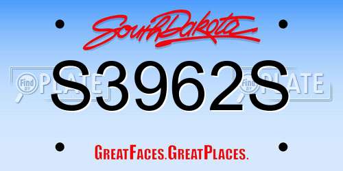 S3962S South Dakota License Plate