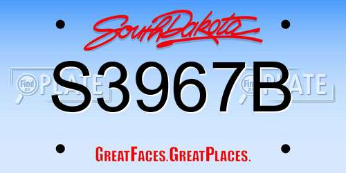 S3967B South Dakota License Plate