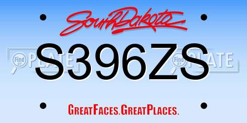 S396ZS South Dakota License Plate