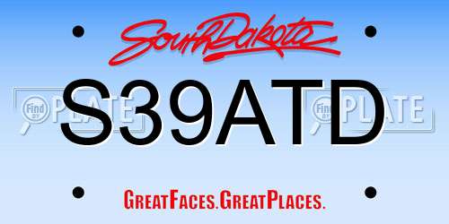 S39ATD South Dakota License Plate