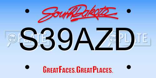 S39AZD South Dakota License Plate