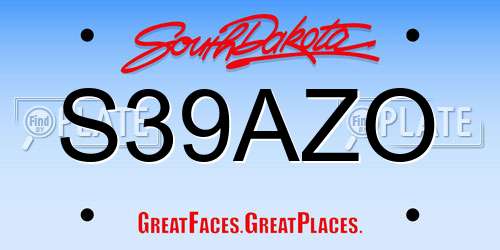 S39AZO South Dakota License Plate