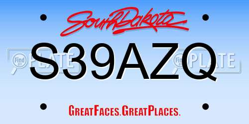 S39AZQ South Dakota License Plate
