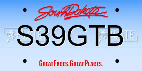 S39GTB South Dakota License Plate