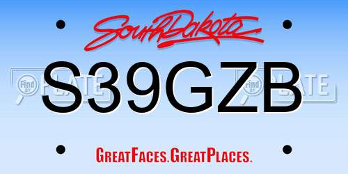 S39GZB South Dakota License Plate