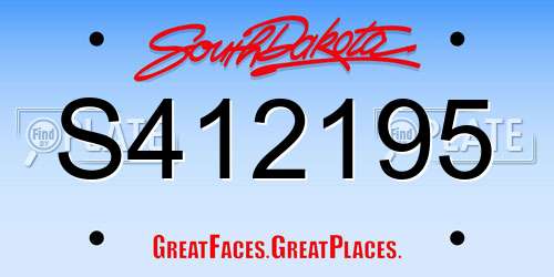 S412195 South Dakota License Plate