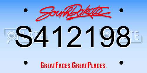 S412198 South Dakota License Plate