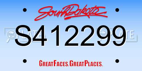 S412299 South Dakota License Plate