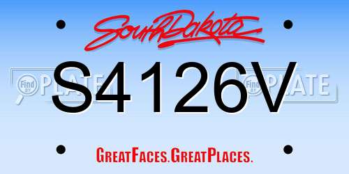 S4126V South Dakota License Plate