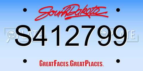 S412799 South Dakota License Plate