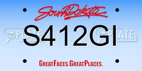 S412GI South Dakota License Plate