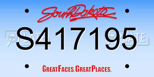 S417195 South Dakota License Plate