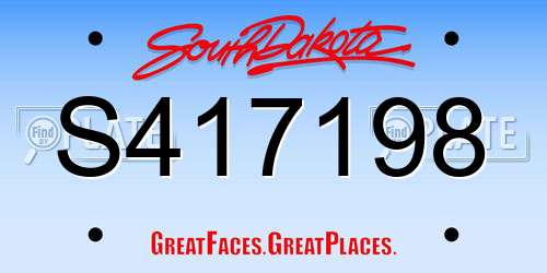 S417198 South Dakota License Plate