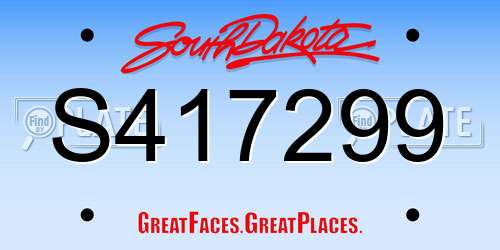S417299 South Dakota License Plate