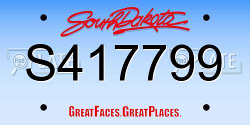 S417799 South Dakota License Plate