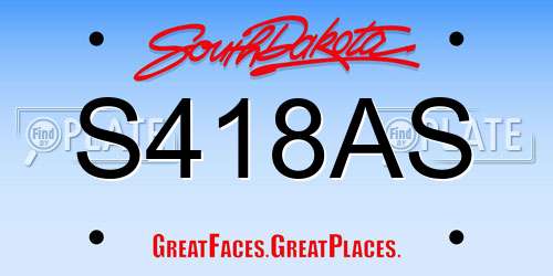 S418AS South Dakota License Plate