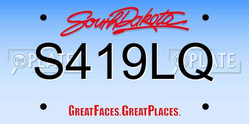 S419LQ South Dakota License Plate