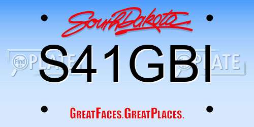 S41GBI South Dakota License Plate