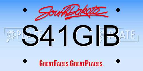 S41GIB South Dakota License Plate