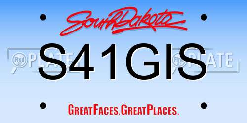 S41GIS South Dakota License Plate