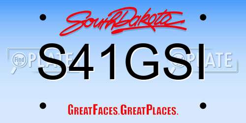 S41GSI South Dakota License Plate