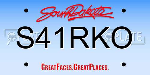 S41RKO South Dakota License Plate