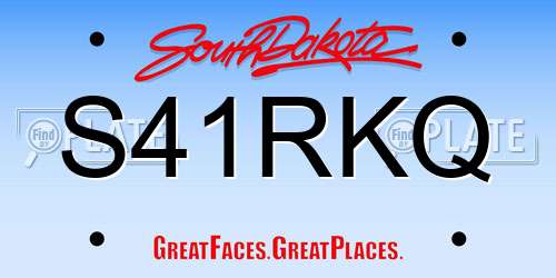 S41RKQ South Dakota License Plate