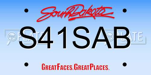 S41SAB South Dakota License Plate