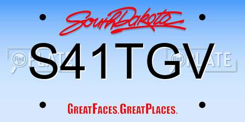 S41TGV South Dakota License Plate