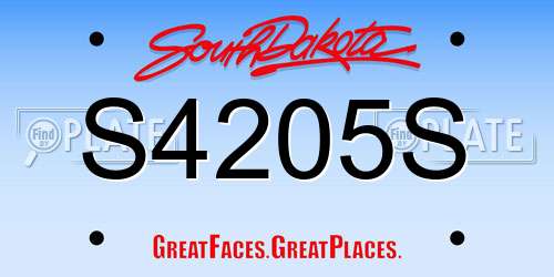 S4205S South Dakota License Plate