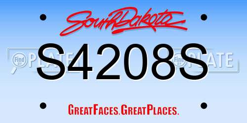 S4208S South Dakota License Plate
