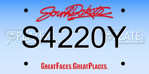 S4220Y South Dakota License Plate