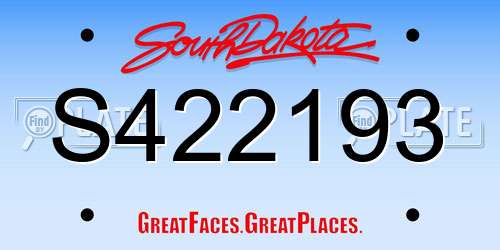S422193 South Dakota License Plate