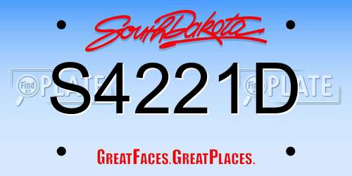 S4221D South Dakota License Plate