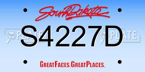 S4227D South Dakota License Plate