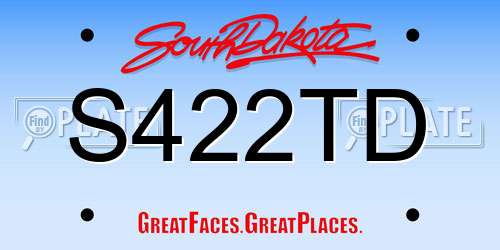 S422TD South Dakota License Plate