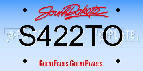 S422TO South Dakota License Plate
