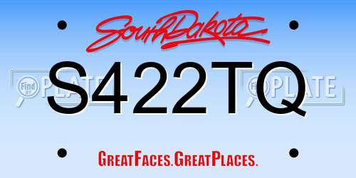 S422TQ South Dakota License Plate