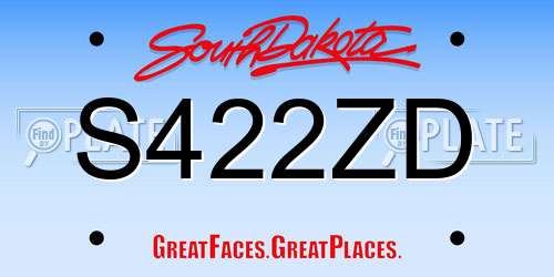 S422ZD South Dakota License Plate