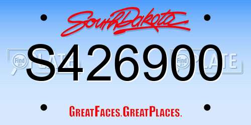 S426900 South Dakota License Plate