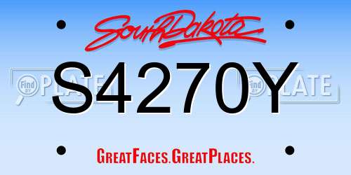 S4270Y South Dakota License Plate