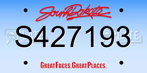S427193 South Dakota License Plate