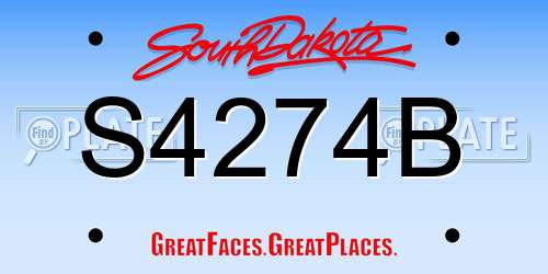 S4274B South Dakota License Plate