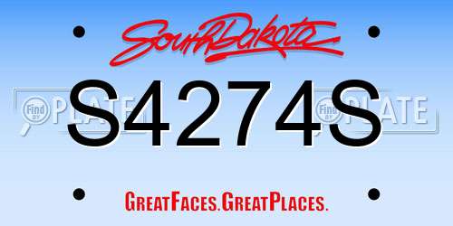S4274S South Dakota License Plate
