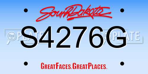 S4276G South Dakota License Plate